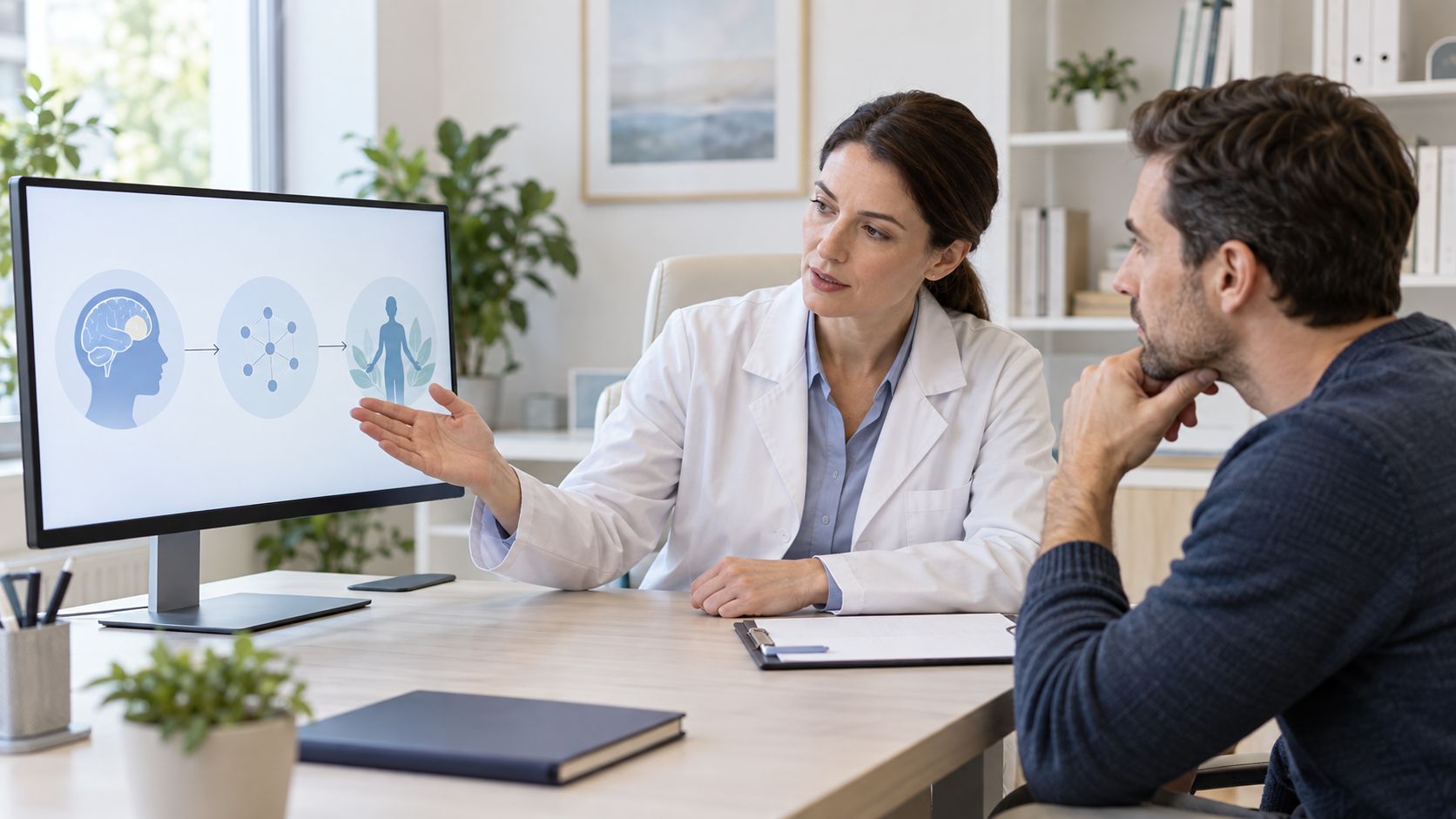 Кодирование методом SIT Врач объясняет пациенту особенности лечения